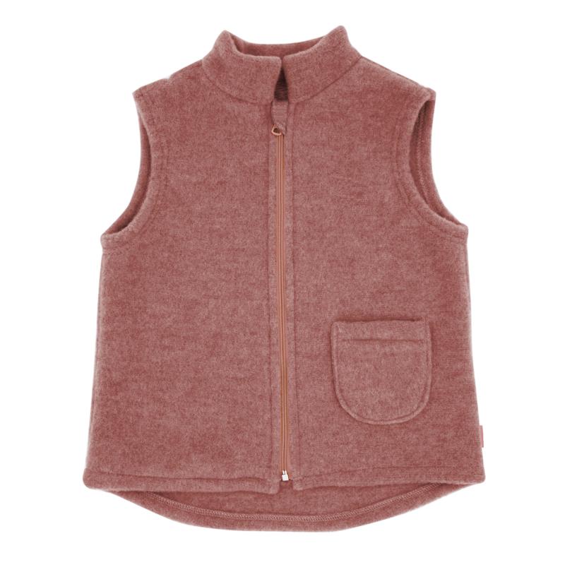 Maximo Weste aus Wollfleece mit Jerseyfutter und Reißverschluss in heiderosemeliert GOTS