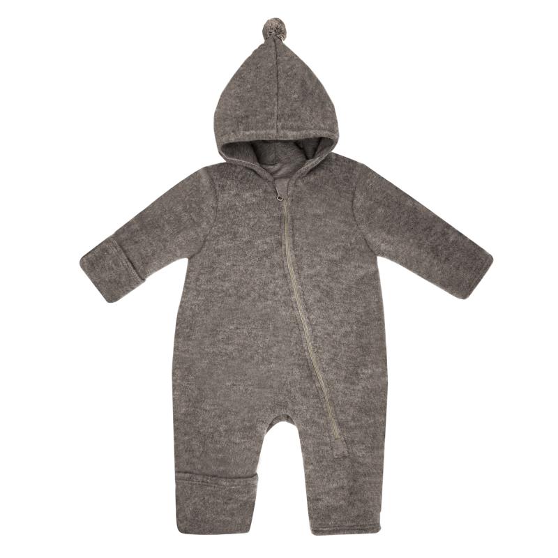 Maximo Baby-Overall aus Merinowolle in braunmeliert GOTS