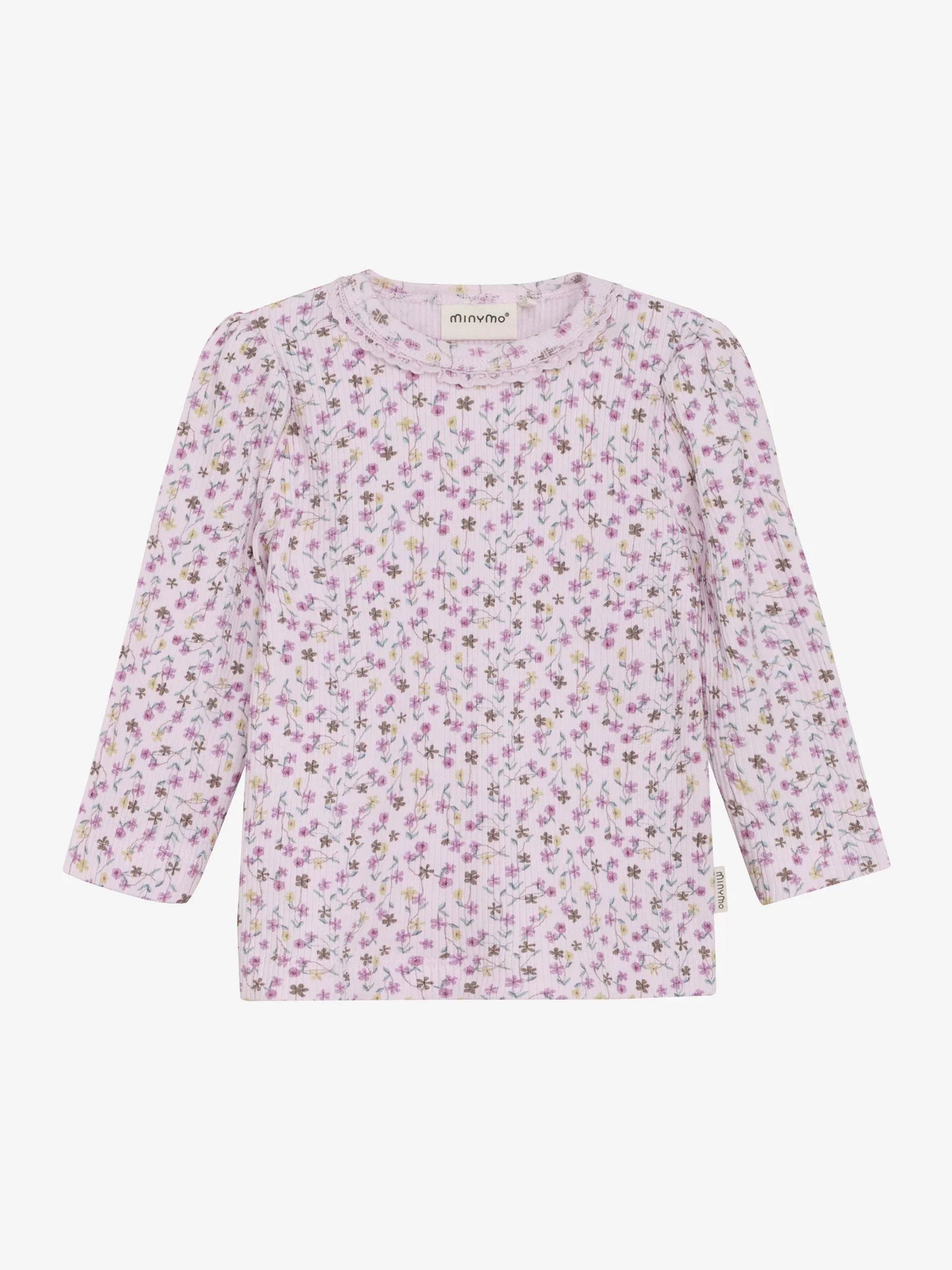 Minymo Langarmshirt gerippt mit Blümchendruck