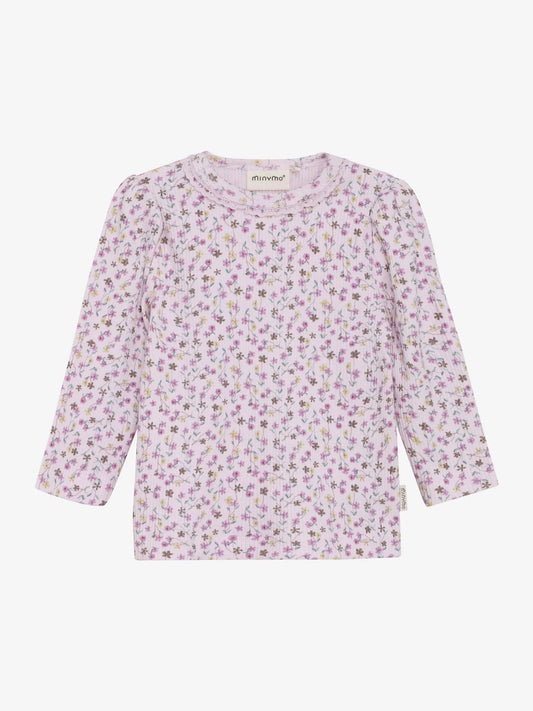Minymo Langarmshirt gerippt mit Blümchendruck