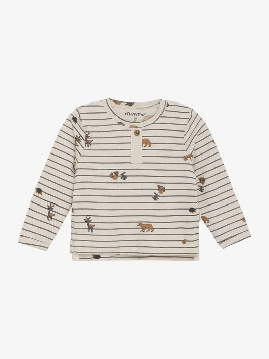 Minymo Langarmshirt gestreift mit Tierprint