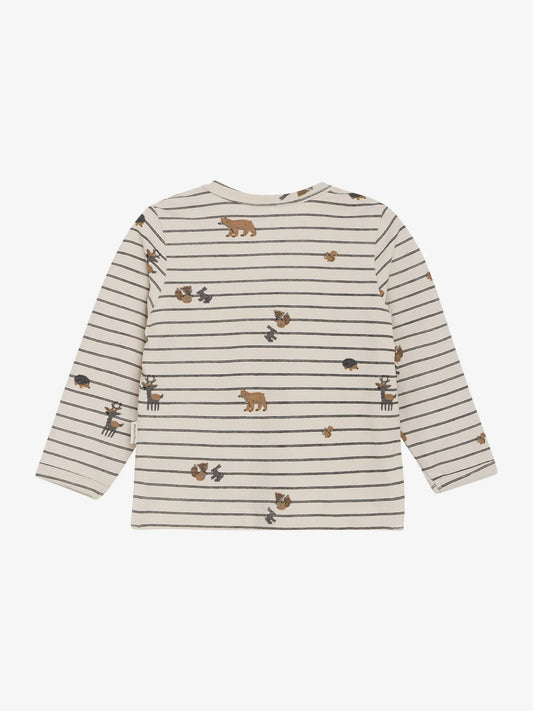 Minymo Langarmshirt gestreift mit Tierprint
