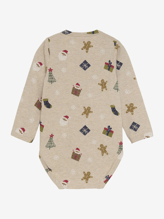 Minymo Langarmbody mit weihnachtlichem Print