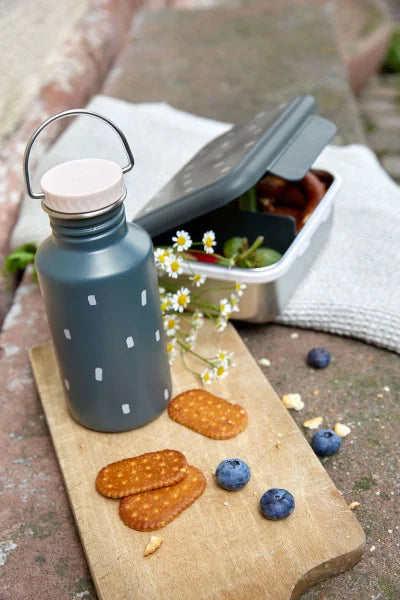Lässig Kinder Brotdose Edelstahl - Lunchbox, Happy Prints, Dunkelblau