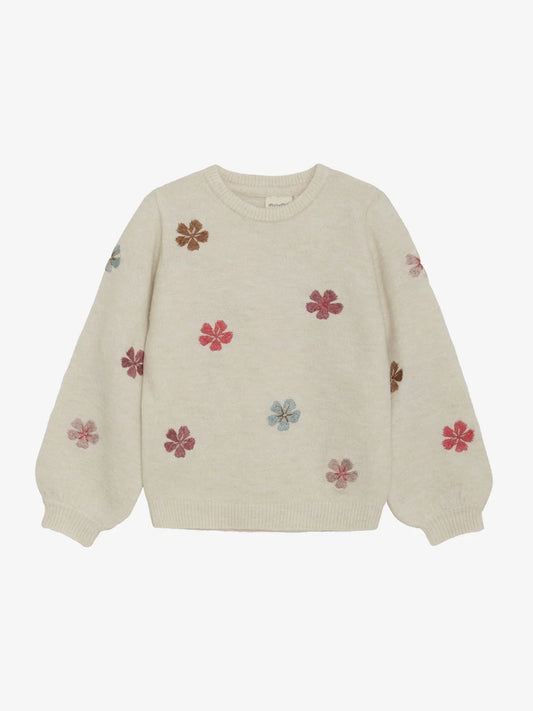 Minymo Strickpullover mit Blümchen