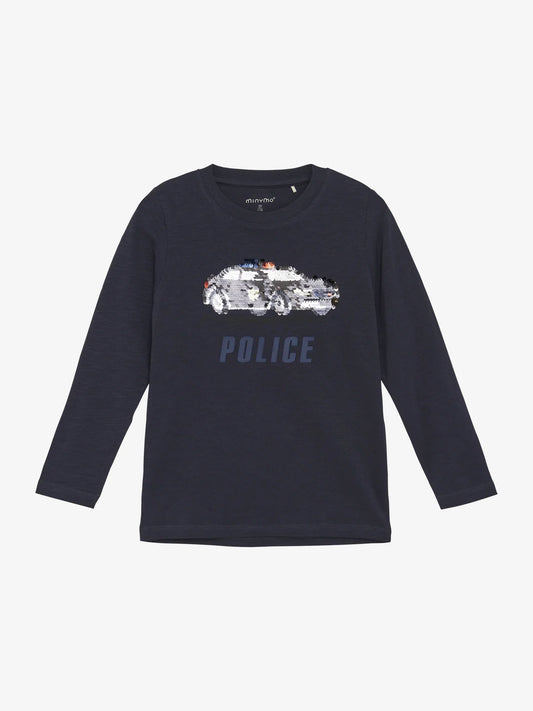 Minymo Langarmshirt Polizieimit Wendepailletten