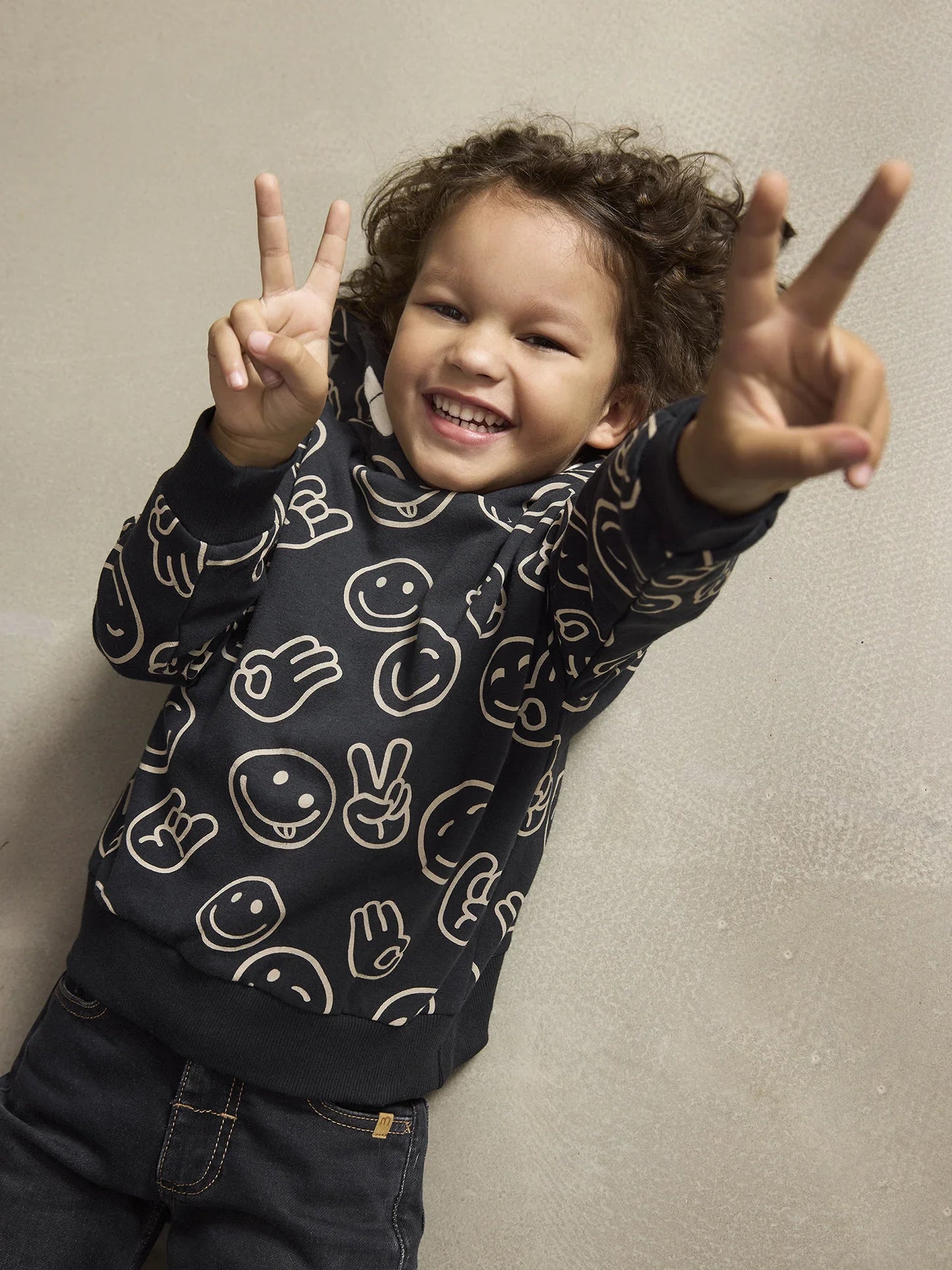 Minymo Hoodie mit Smiley-Print GOTS