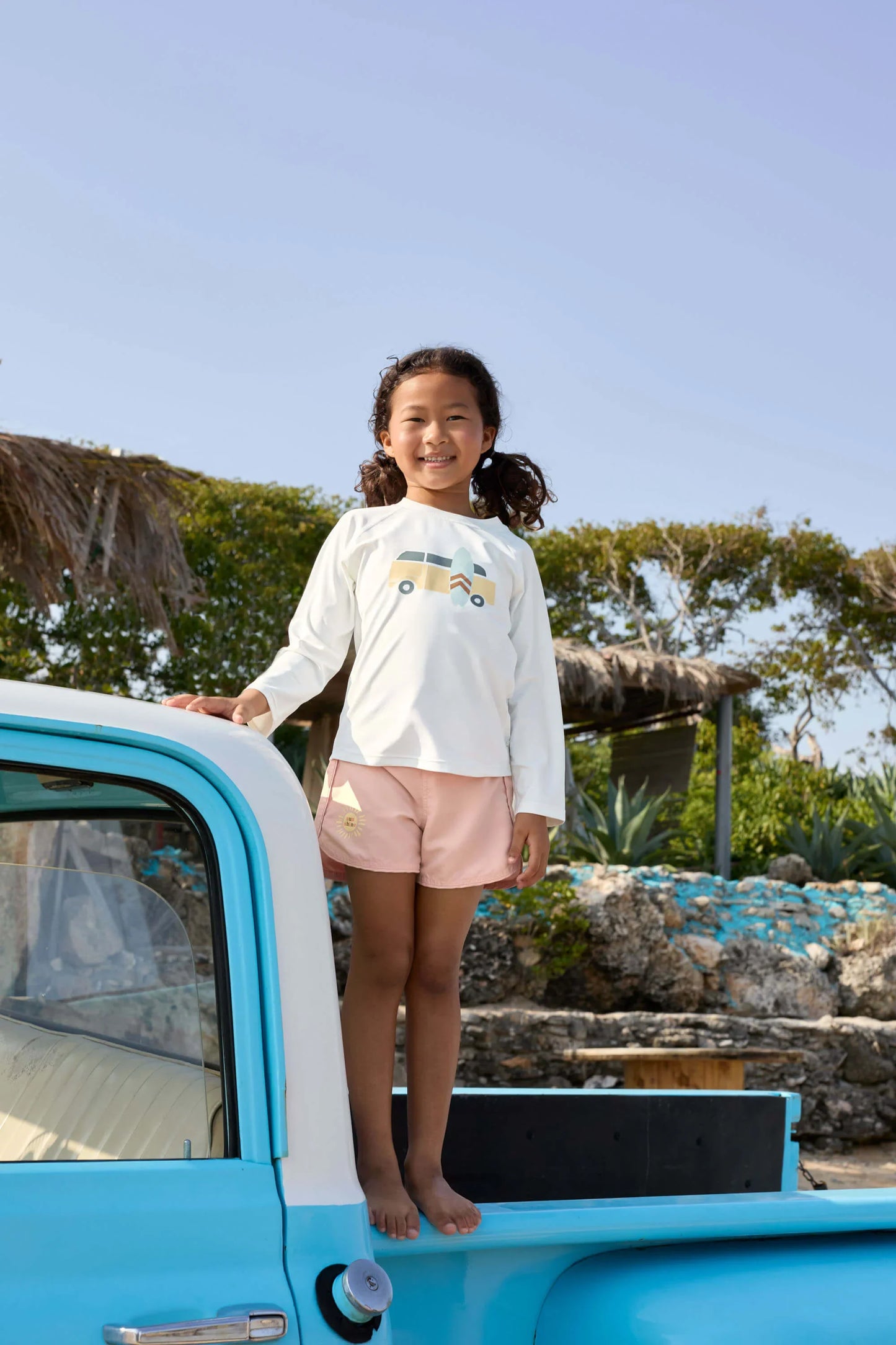 Lässig UV Shirt Kinder Langarm - Camper, Weiß