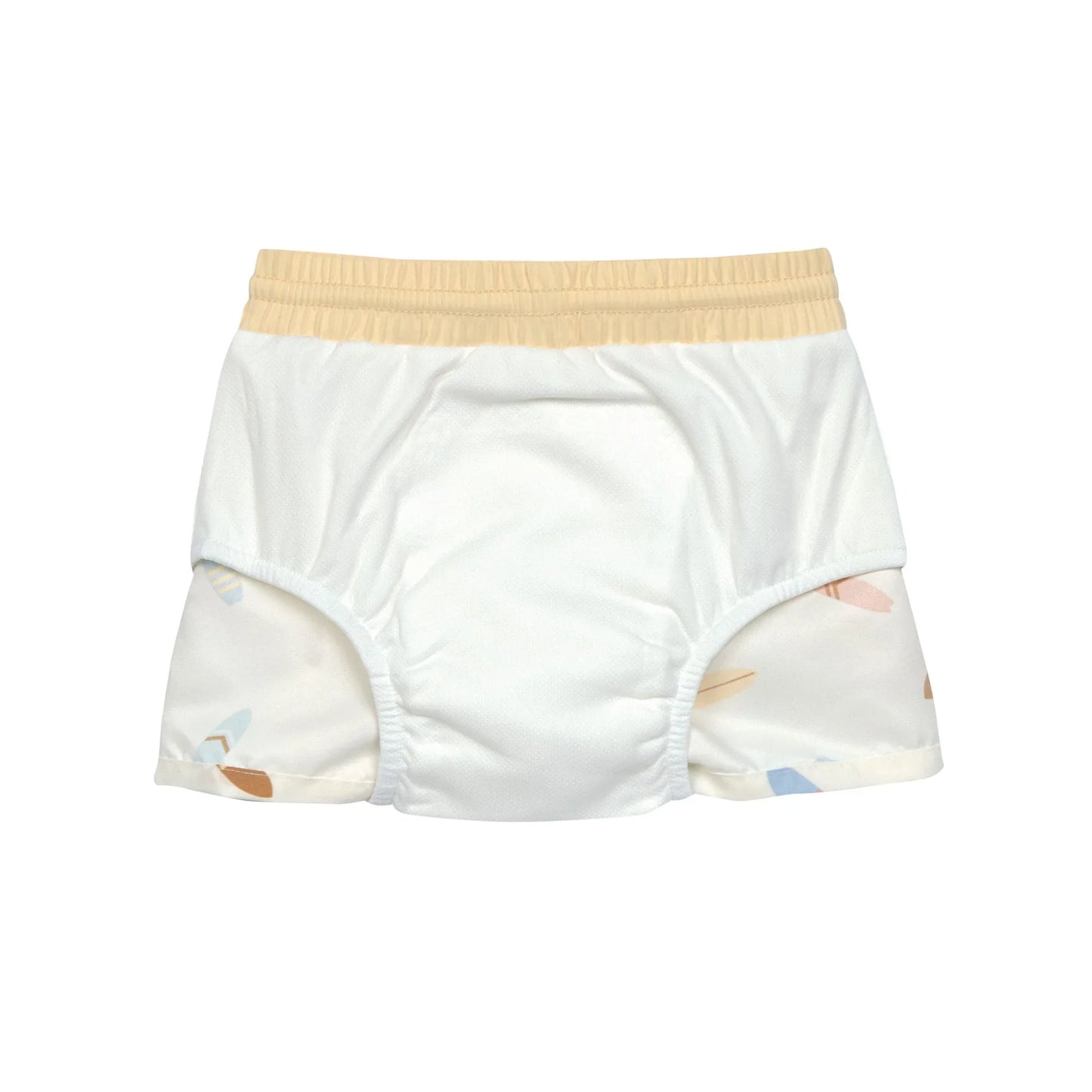 Lässig Badehose Baby (mit Windel) - Surfbrett, weiß