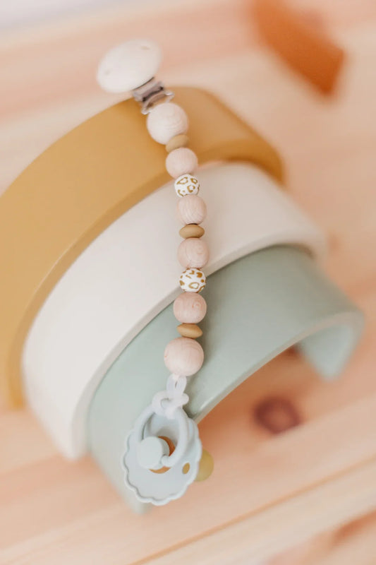 Kikadu Schnullerkette Water Print/Dark Sand