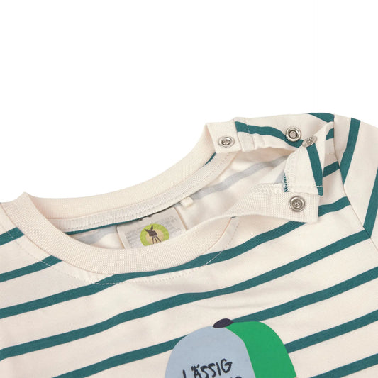 Lässig Kinder T-Shirt - Bio Baumwolle, Hund Gestreift GOTS