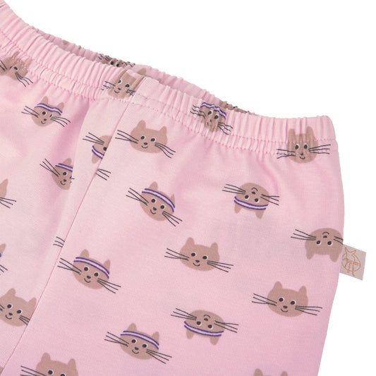 Lässig Leggings Kinder - Bio Baumwolle, Katze, Rosa GOTS