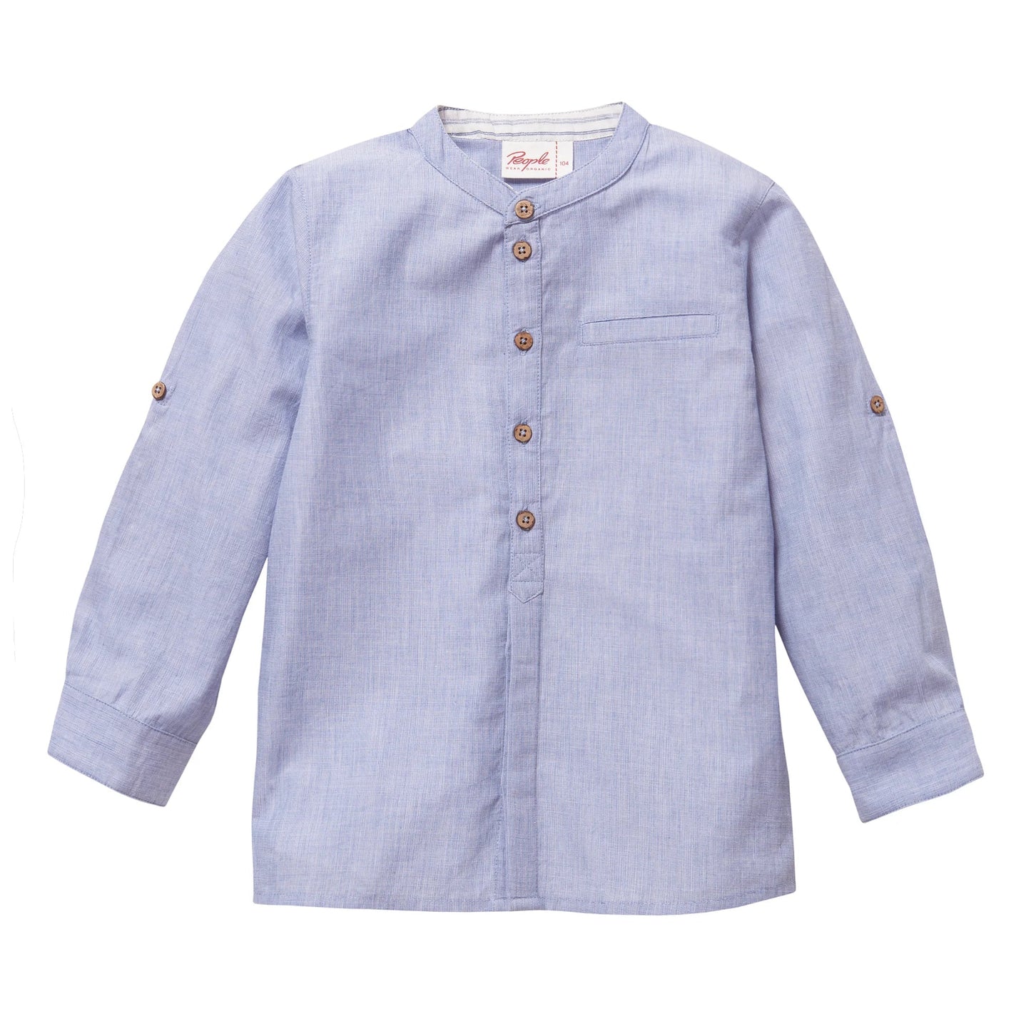People Wear Organic Hemd mit Stehkragen aus Bio-Baumwolle GOTS