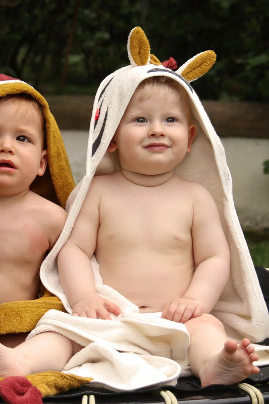 Kikadu Kapuzen-Handtuch Zebra GOTS