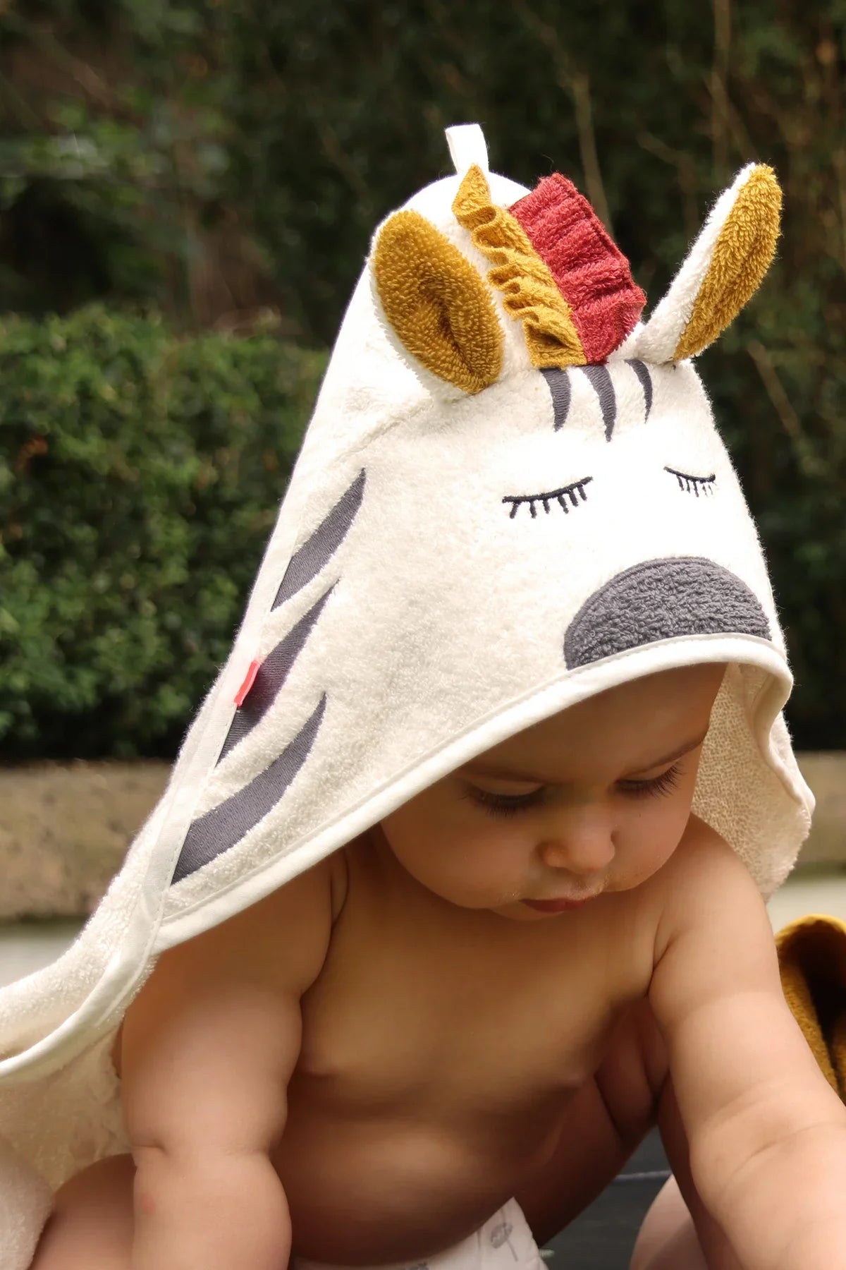 Kikadu Kapuzen-Handtuch Zebra GOTS