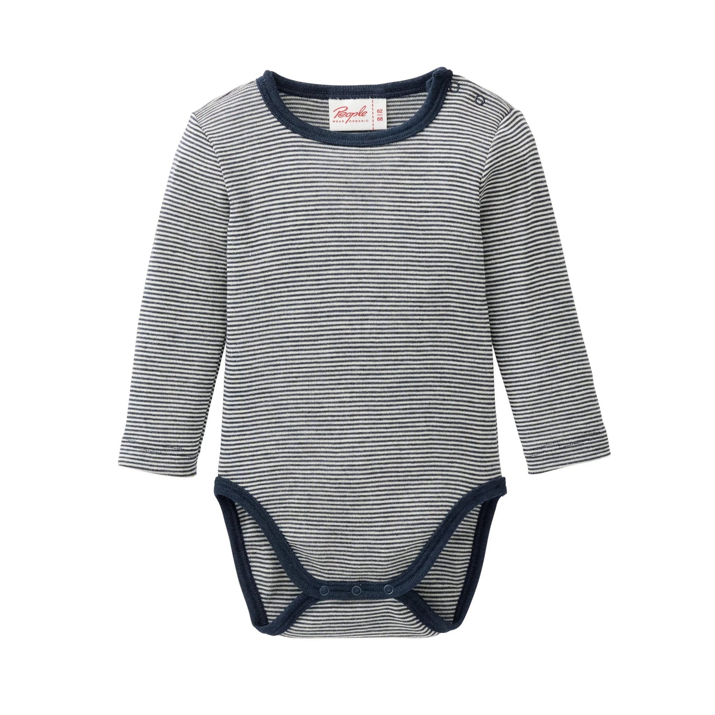 People Wear Organic Body Langarm aus Wolle und Seide dunkelblau geringelt
