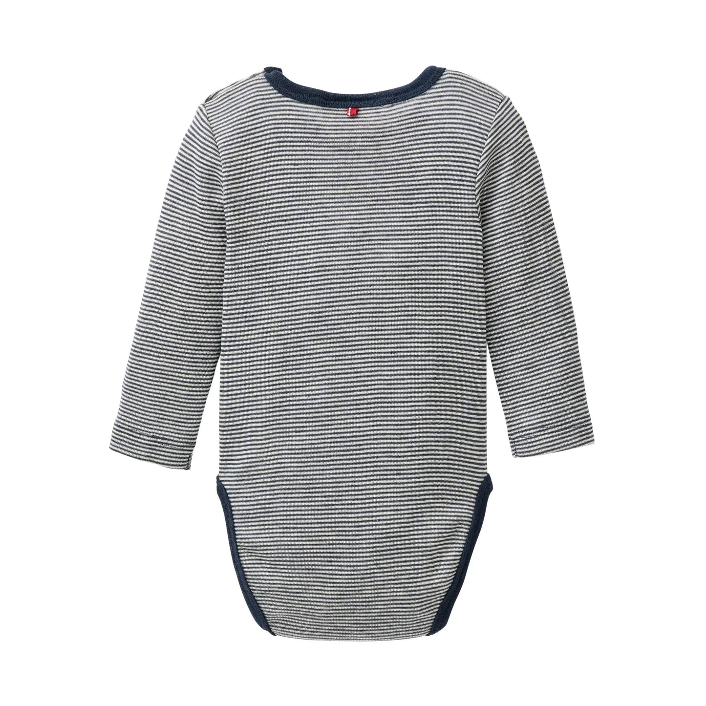 People Wear Organic Body Langarm aus Wolle und Seide dunkelblau geringelt