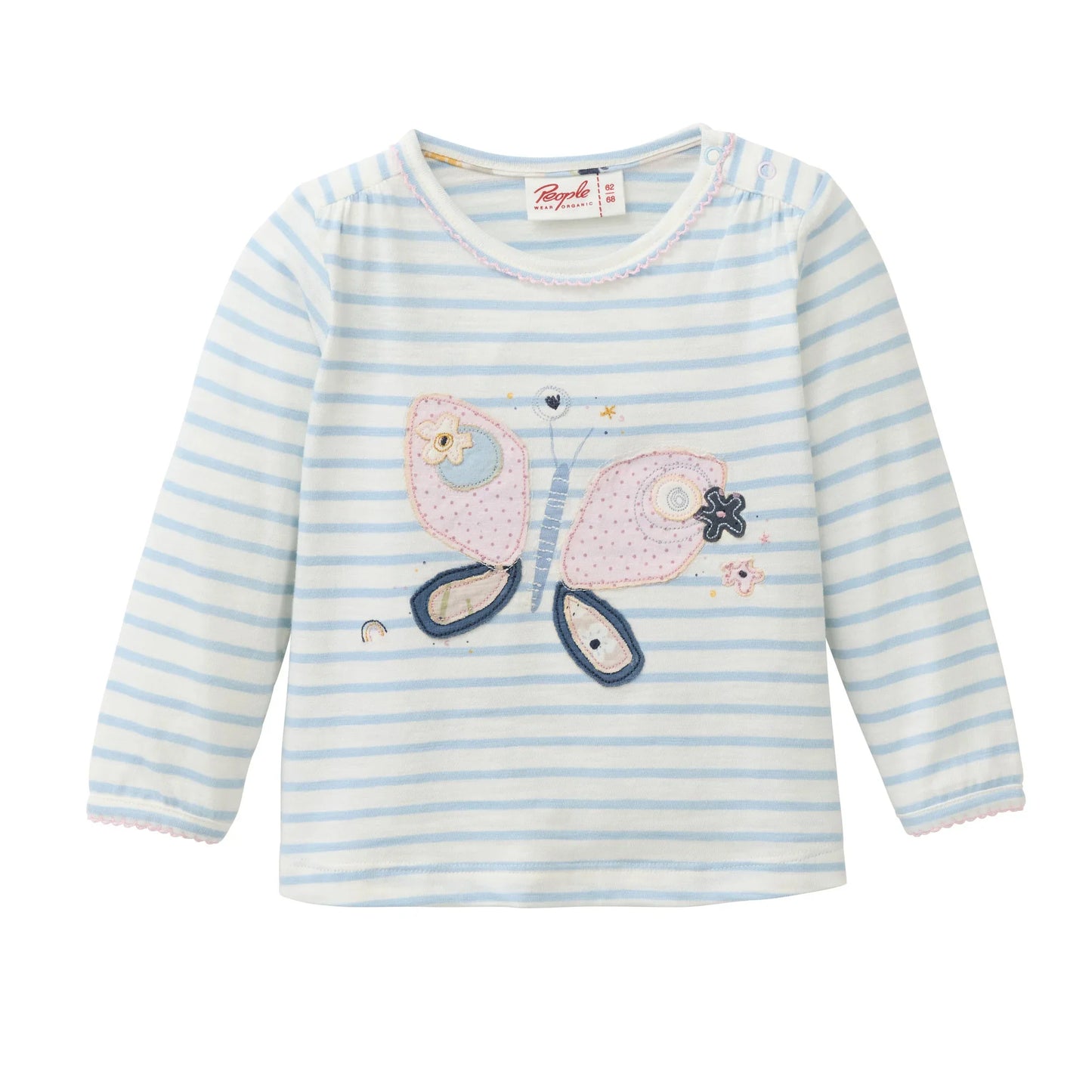 People Wear Organic Langarmshirt mit Schmetterlingapplikation GOTS