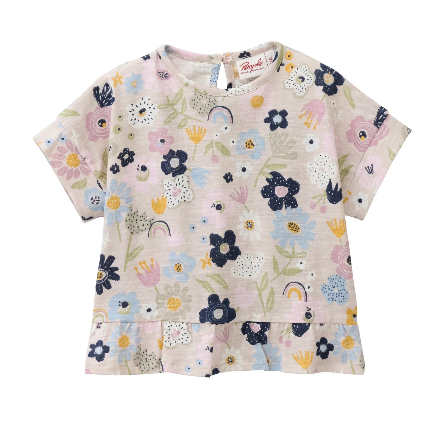 People Wear Organic T-Shirt mit Blumendruck GOTS