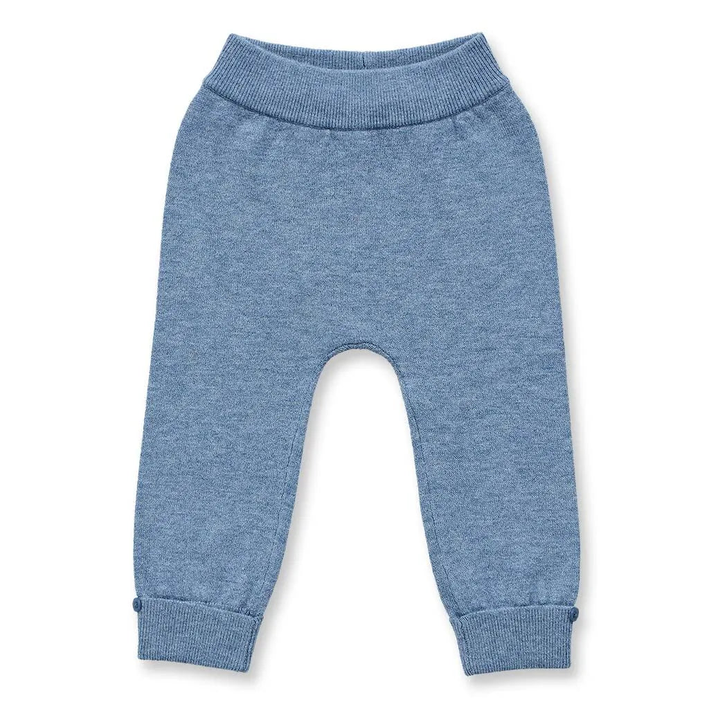Sense Organics Baby Merino Strickleggins in denimblau mélange, Modell PABLO