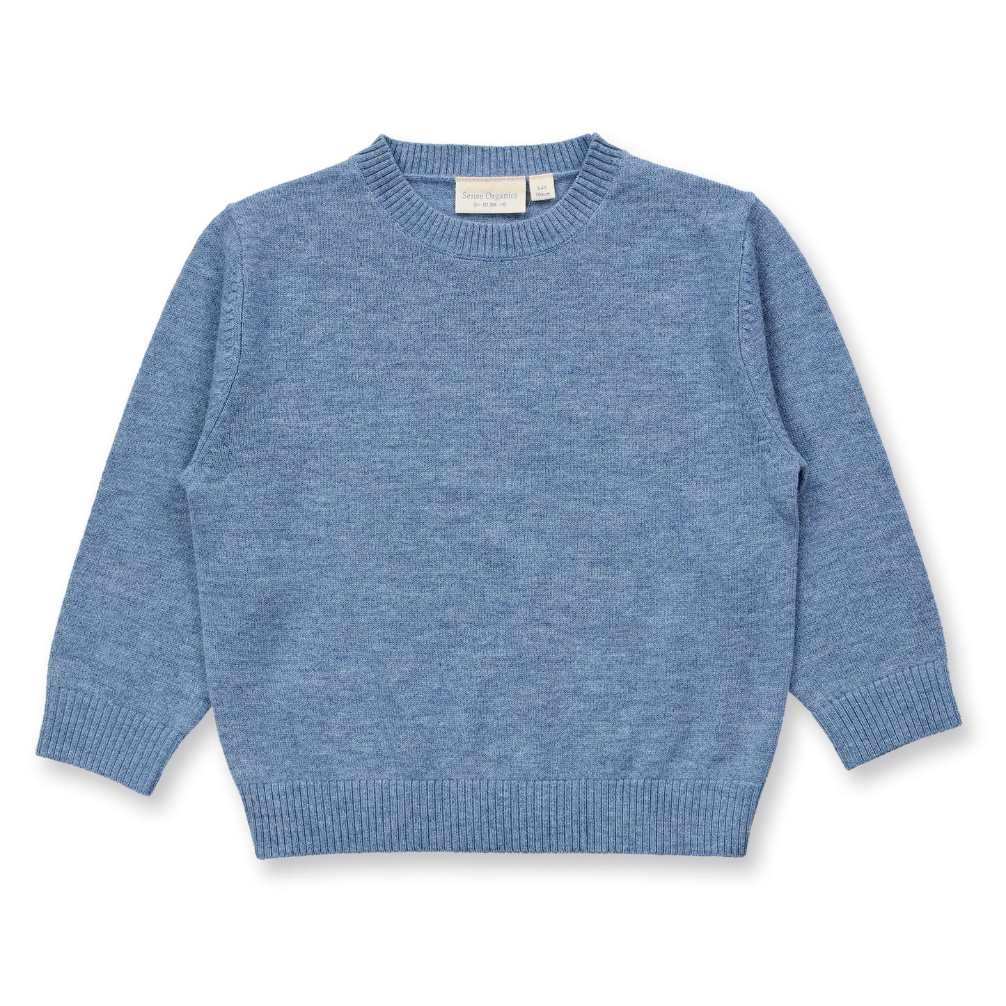 Sense Organics Kinder Strickpullover in denim mélange, Modell IKE aus Merinowolle