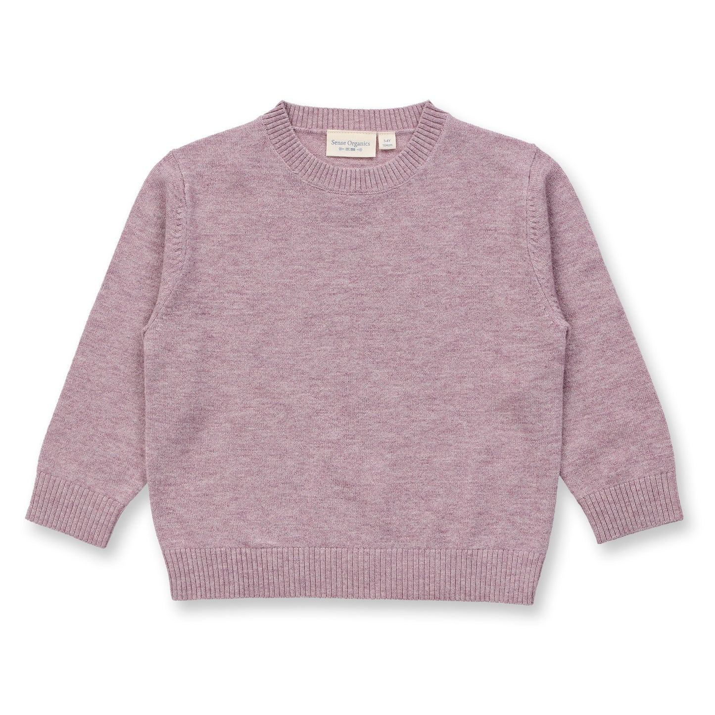 Sense Organics Kinder Strickpullover in mauve mélange, Modell IKE aus Merinowolle