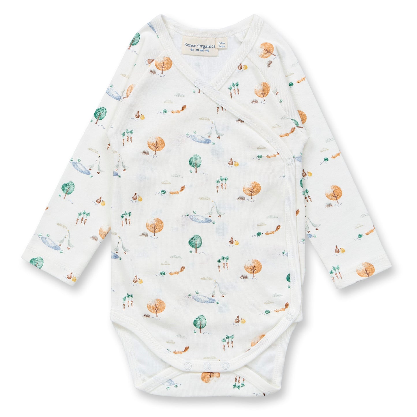 Sense Organics Baby Wickelbody mit Landleben-Druck, Modell YGON, aus Bio-Baumwolle GOTS