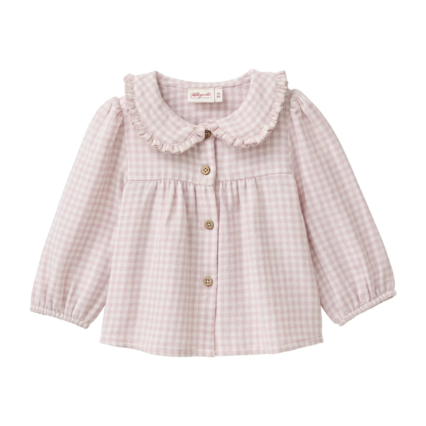 People Wear Organic Flanell Bluse mit Kragen in malve kariert aus Bio-Baumwolle GOTS