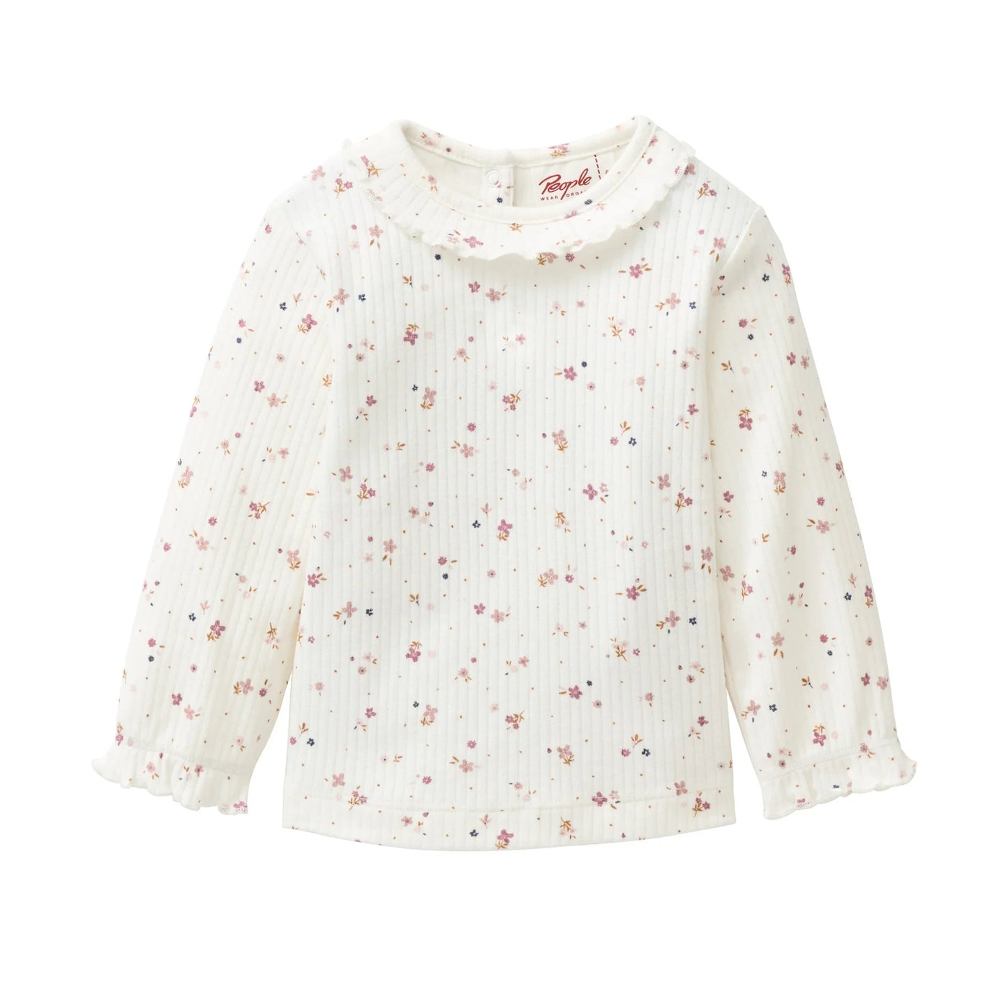 People Wear Organic Langarm Shirt mit Rüschenkragen und Blümchenprint aus Bio-Baumwolle GOTS