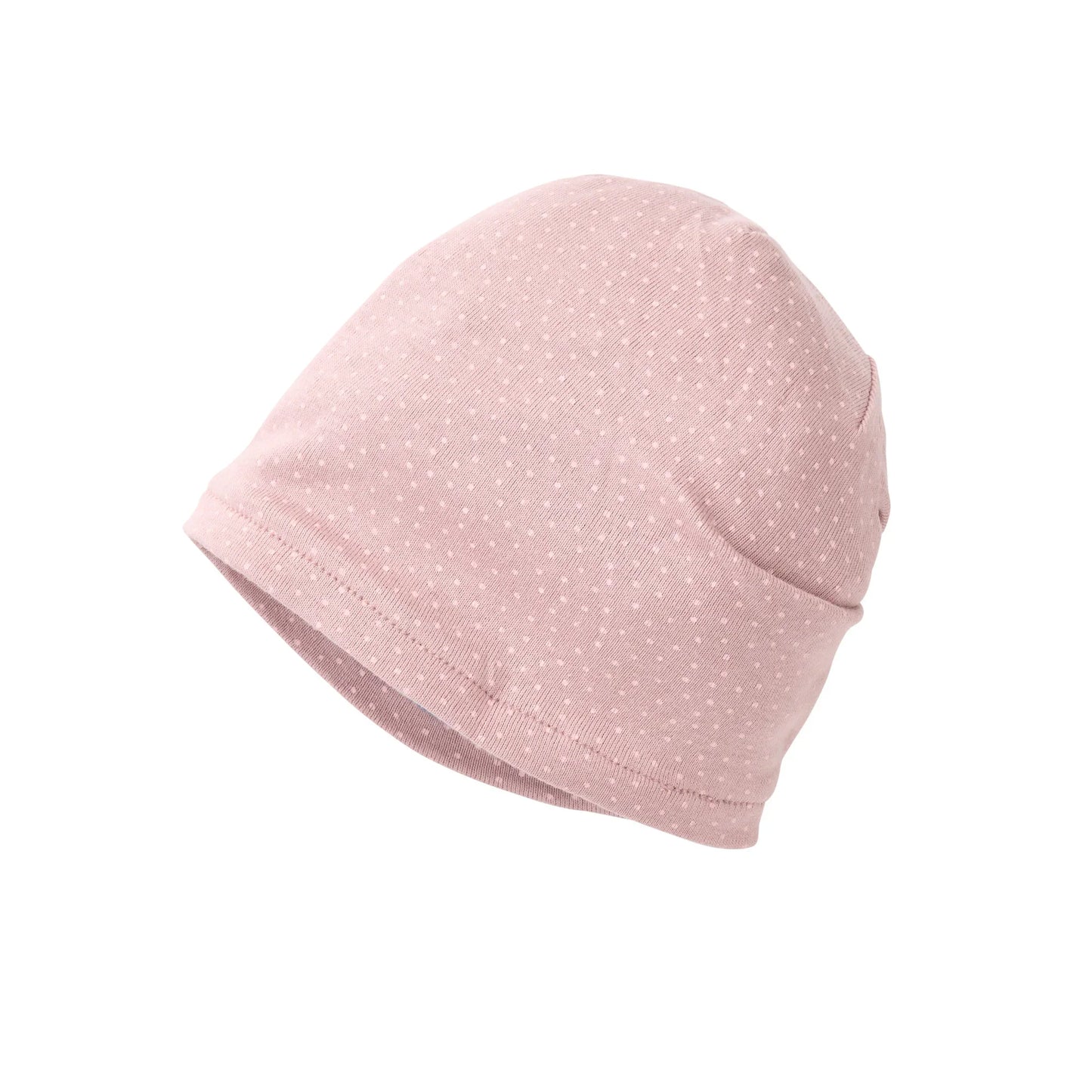 People Wear Organic Wendemütze mit Herbstblumenprint und rosa Pünktchen aus Bio-Baumwolle GOTS