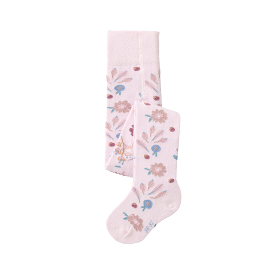 Peopel Wear Organic Strumpfhose,  rosa gemustert "Blumen", Bio-Baumwolle