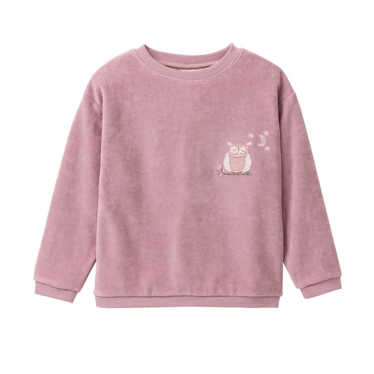 People Wear Organic Nicki Pyjama, rosa, Applikation "Eule", Bio-Baumwolle GOTS