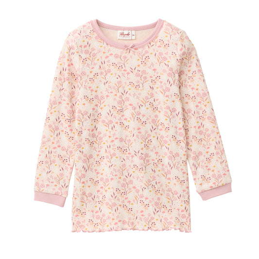 People Wear Organic Pyjama, rosa bedruckt, "floral" und rosa uni, Bio-Baumwolle GOTS