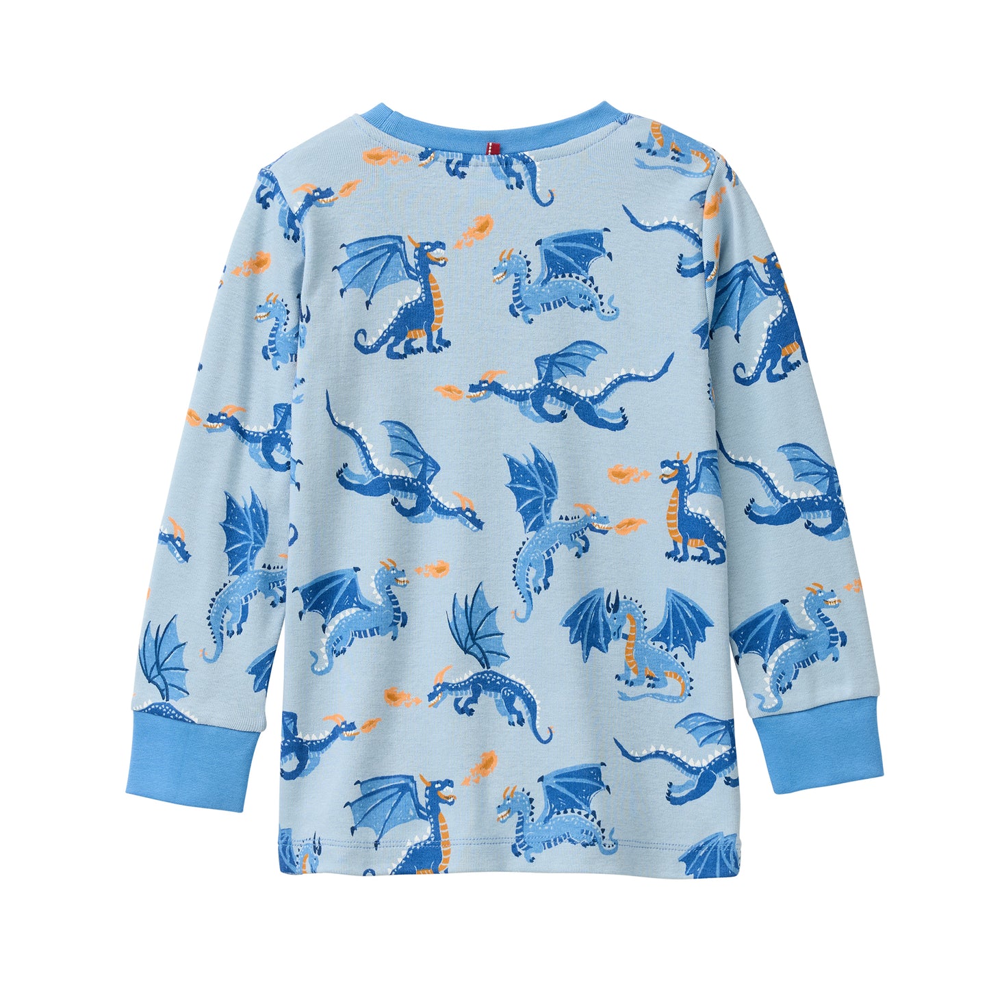 People Wear Organic Pyjama, blau bedruckt "Drachen", Bio-Baumwolle, GOTS