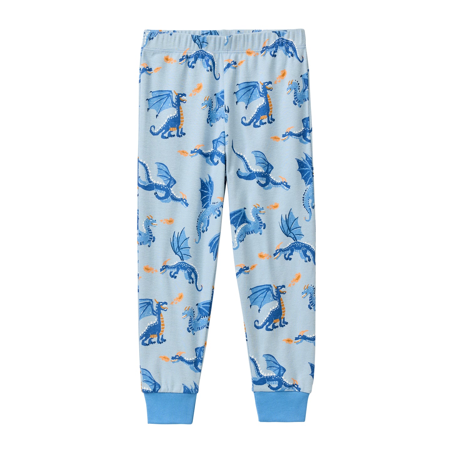 People Wear Organic Pyjama, blau bedruckt "Drachen", Bio-Baumwolle, GOTS