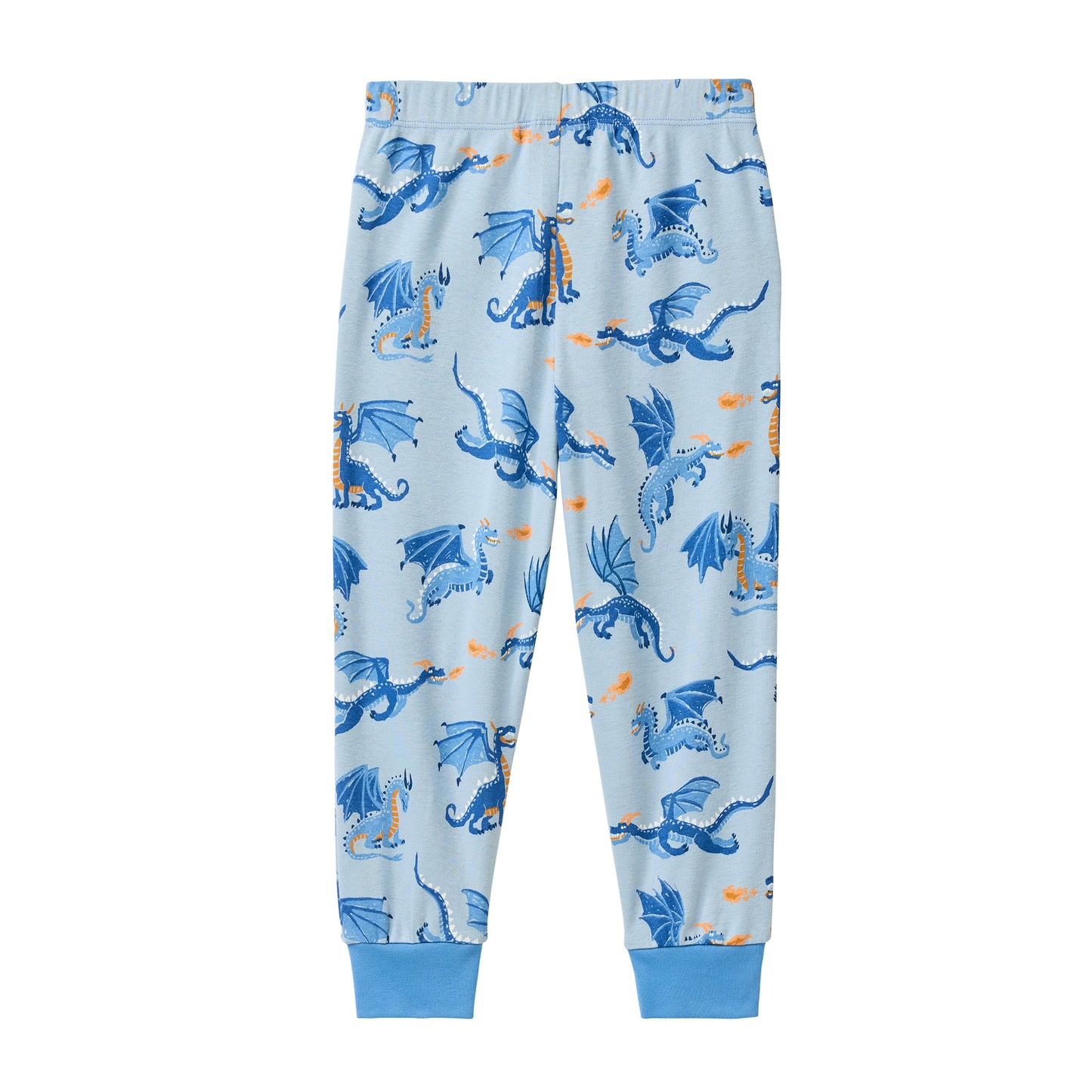 People Wear Organic Pyjama, blau bedruckt "Drachen", Bio-Baumwolle, GOTS