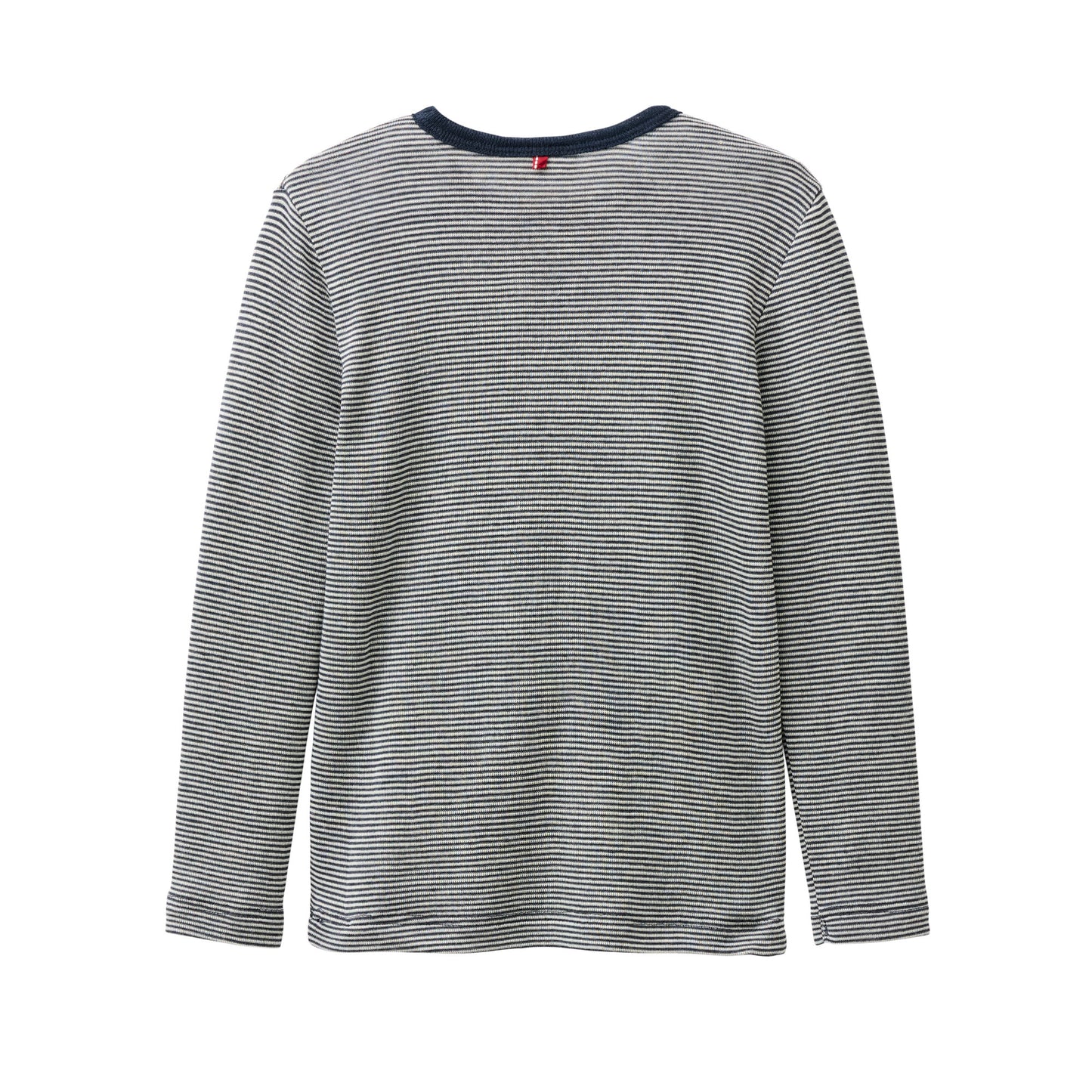 People Wear Organic Wolle Seide Langarm Shirt, blau geringelt GOTS
