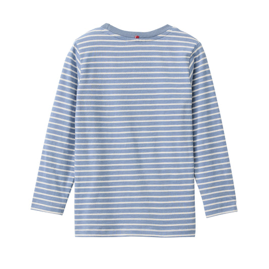 People Wear Organic Langarm Shirt, blau geringelt,  "Van mit Bär", Bio-Baumwolle GOTS