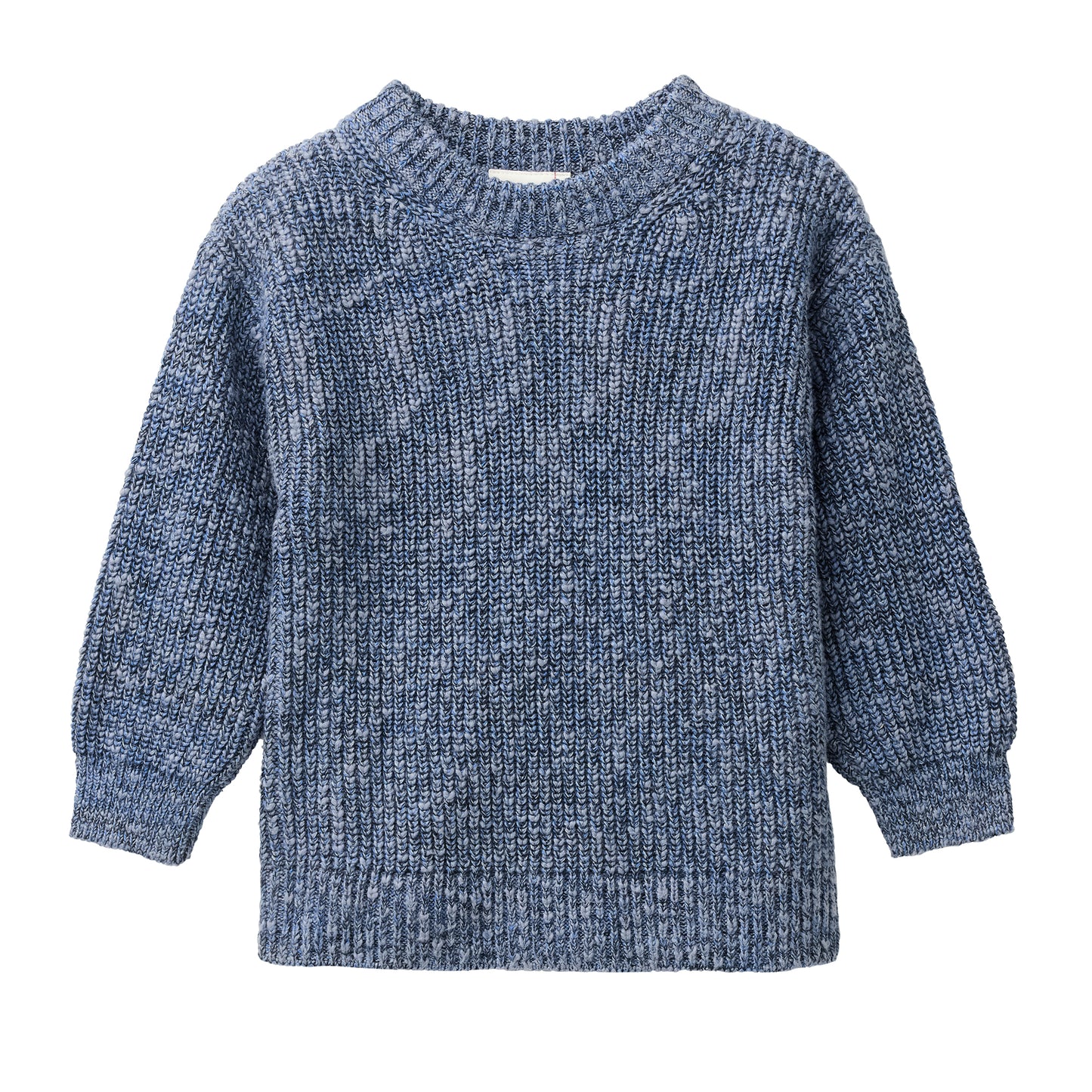 People Wear Organic Strick Pullover, blau mélange, Bio-Baumwolle GOTS