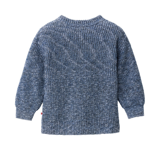 People Wear Organic Strick Pullover, blau mélange, Bio-Baumwolle GOTS