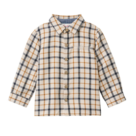 People Wear Organic Flanell Hemd, beige kariert, Bio-Baumwolle GOTS