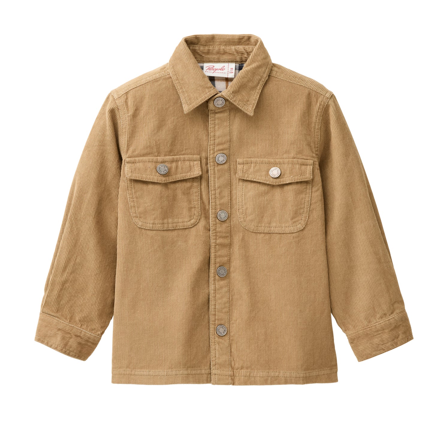 People Wear Organic Kord Hemd, braun uni, Bio-Baumwolle GOTS