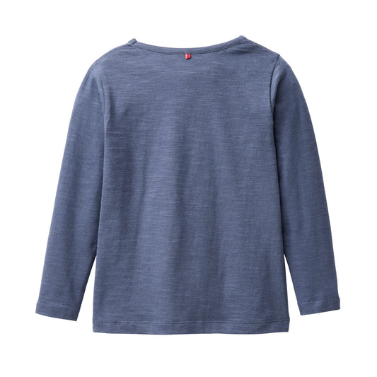 People Wear OrganicLangarm Shirt, blau,  "Eule", Bio-Baumwolle GOTS