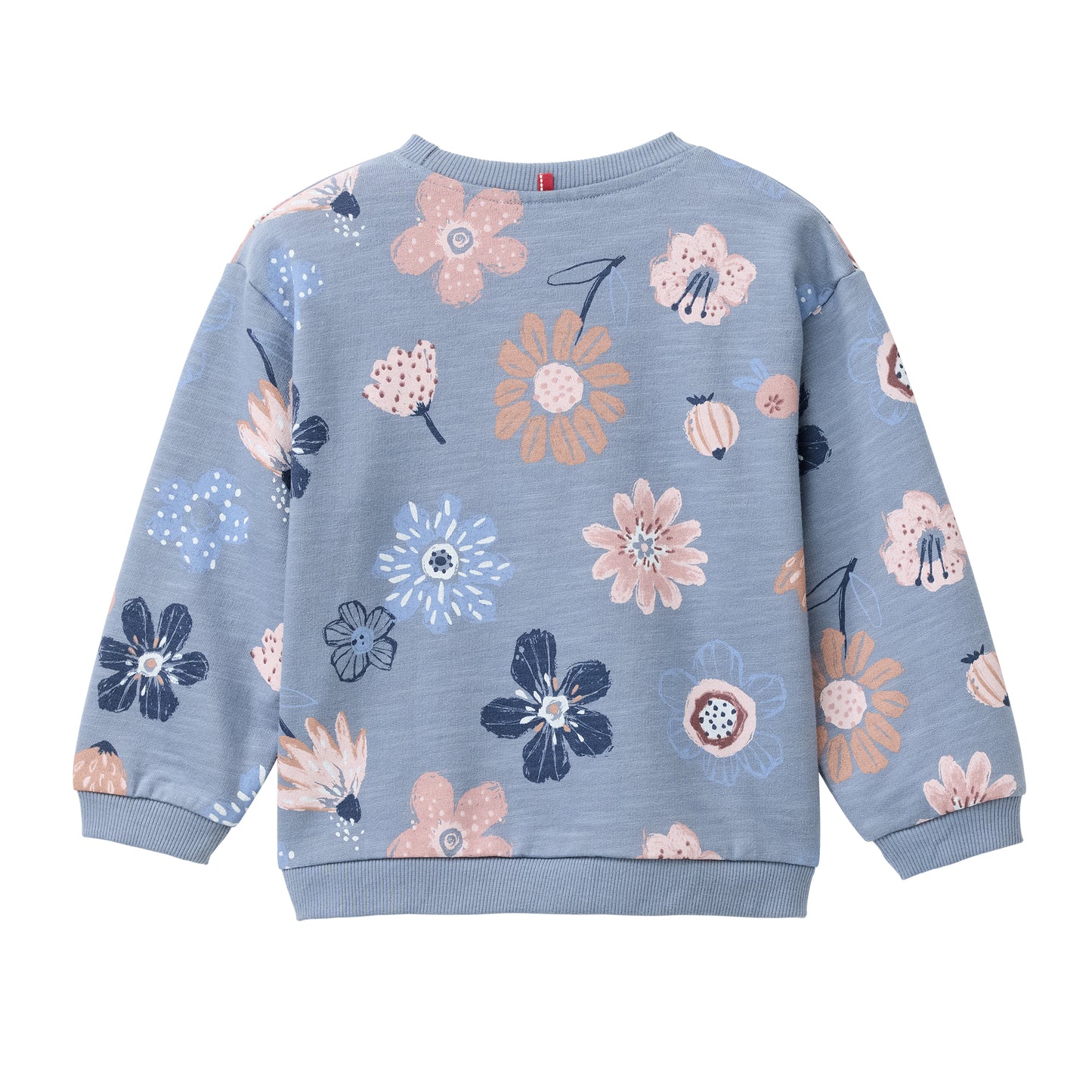 People Wear Organic Sweat Pullover, blau bedruck, "floral", Bio-Baumwolle GOTS