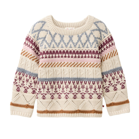 People Wear Organic Strick Pullover, beige mélange gemustert,  Bio-Baumwolle GOTS