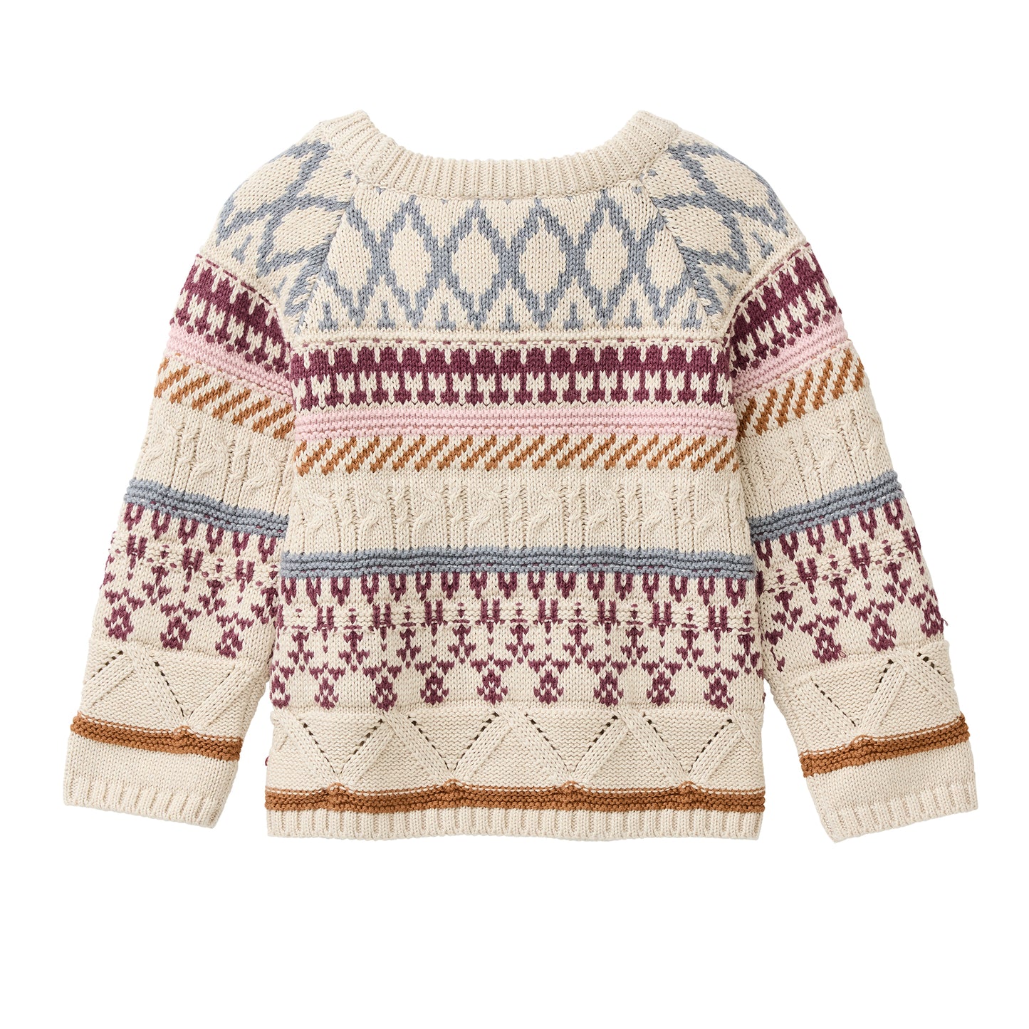 People Wear Organic Strick Pullover, beige mélange gemustert, Bio-Baumwolle GOTS