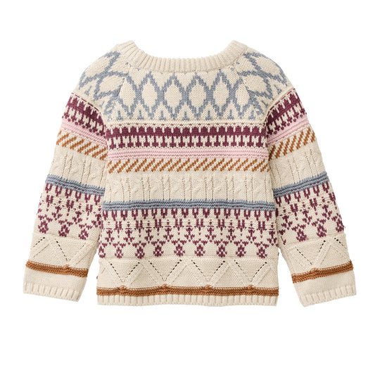 People Wear Organic Strick Pullover, beige mélange gemustert,  Bio-Baumwolle GOTS