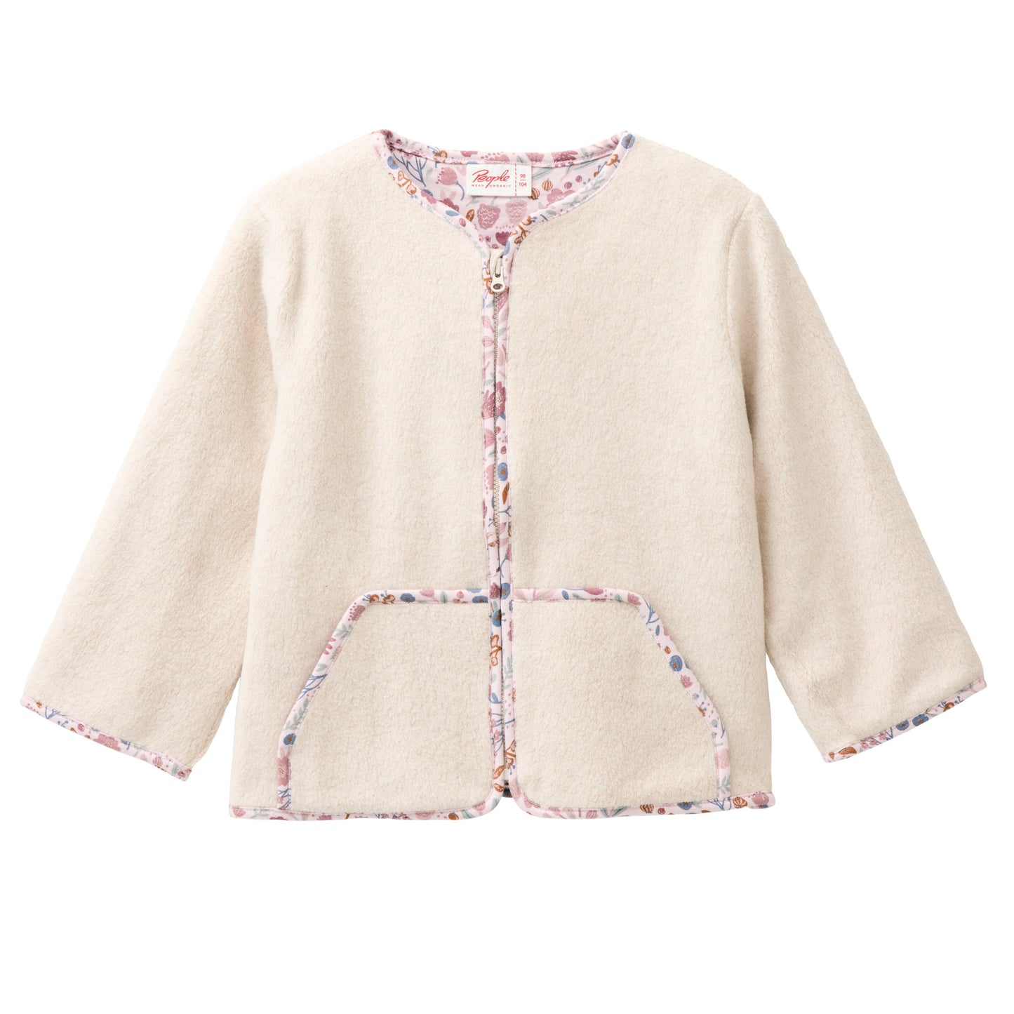 People Wear Organic Fleece Jacke, beige uni, Bio-Baumwolle GOTS