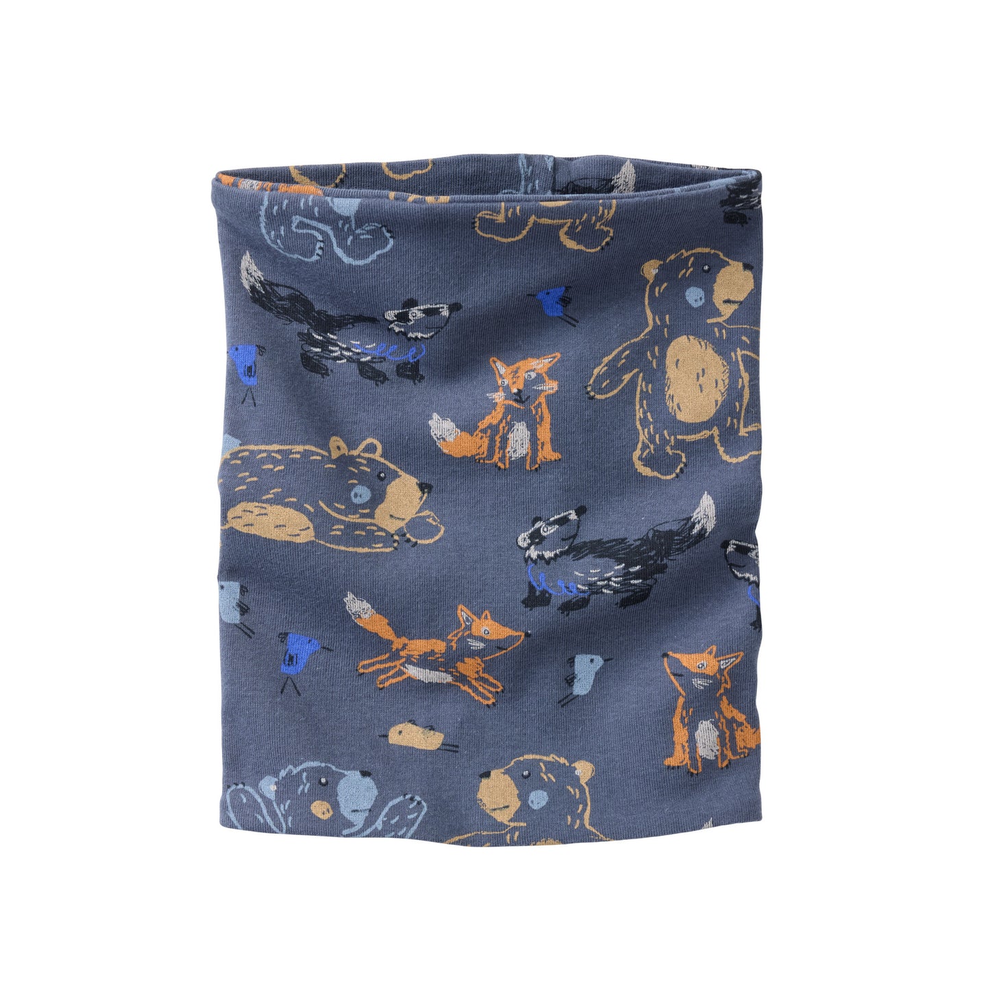 People Wear Organic Schlauchschal, blau bedruckt, Waldtiere, Bio-Baumwolle GOTS