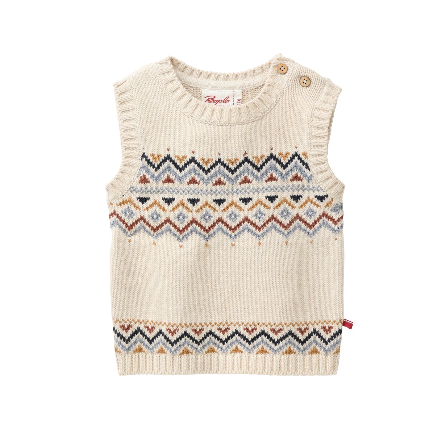 People Wear Organic Strick Pullunder in beige mit Norwegermuster GOTS